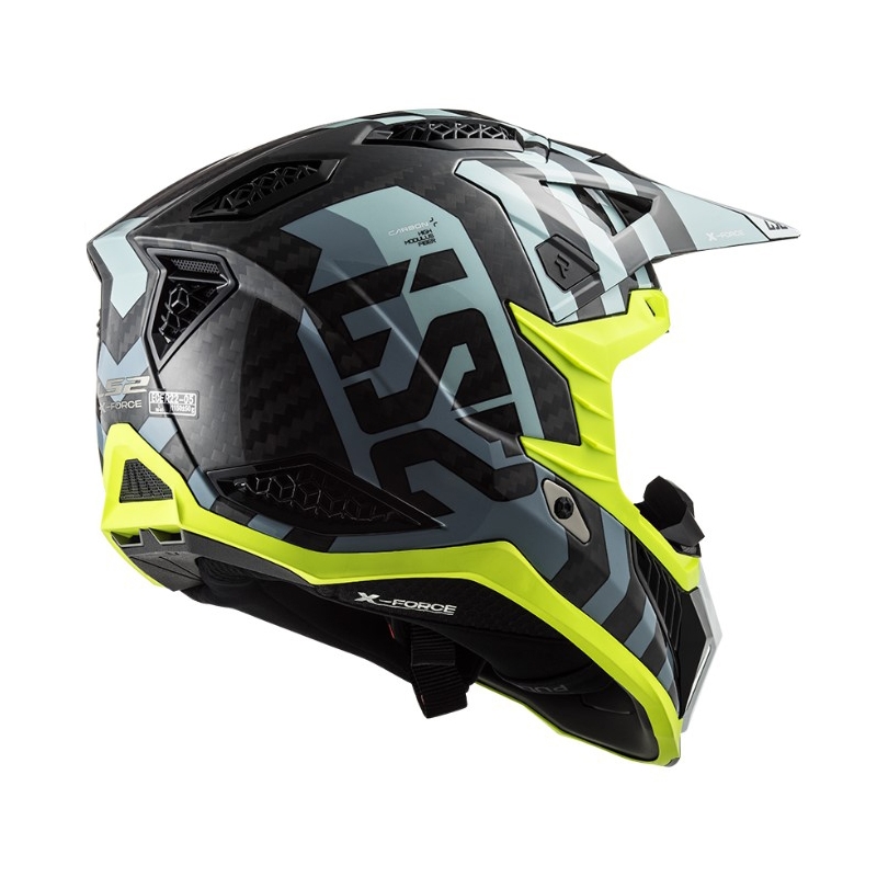 Motokroso šalmas LS2 MX703 C X-Force Barrier juoda-mėlyna-fluo geltona