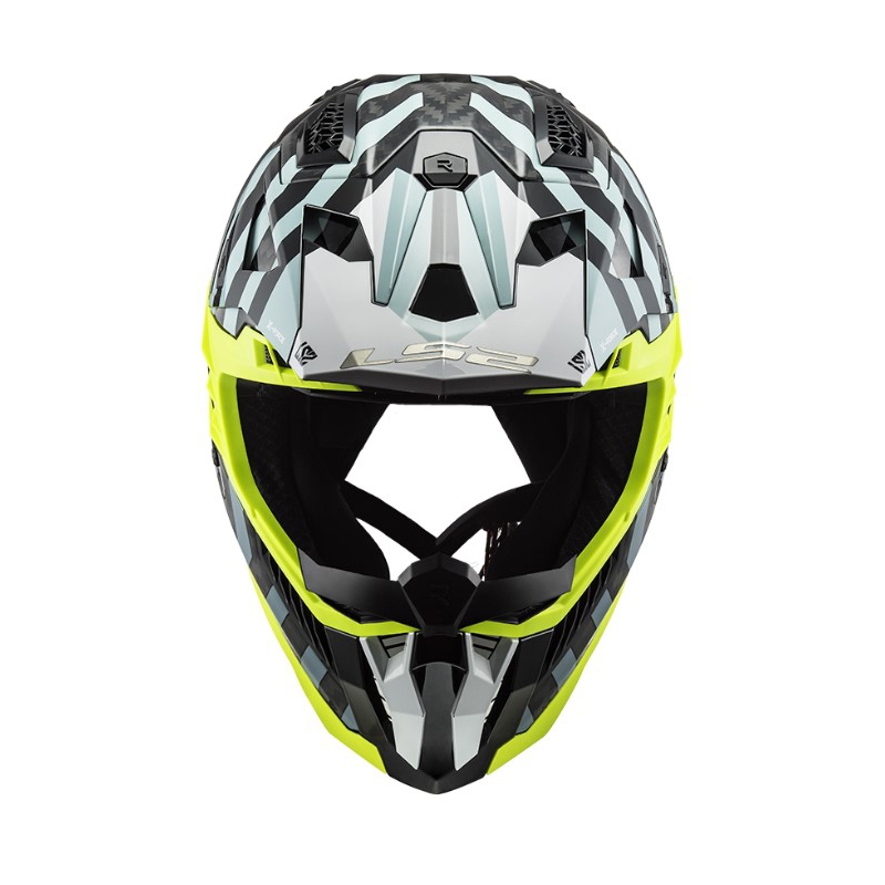 Motokroso šalmas LS2 MX703 C X-Force Barrier juoda-mėlyna-fluo geltona