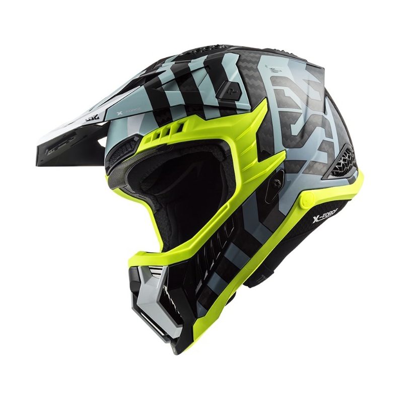 Motokroso šalmas LS2 MX703 C X-Force Barrier juoda-mėlyna-fluo geltona