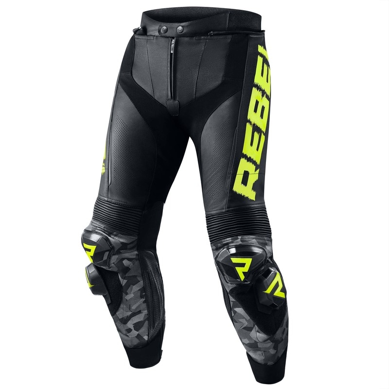 Kalhoty na motorku Rebelhorn Rebel černo-fluo žluté výprodej