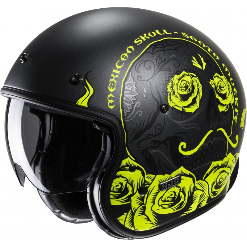 Atviras motociklininko šalmas HJC V31 Desto MC3HSF juoda-fluo geltona