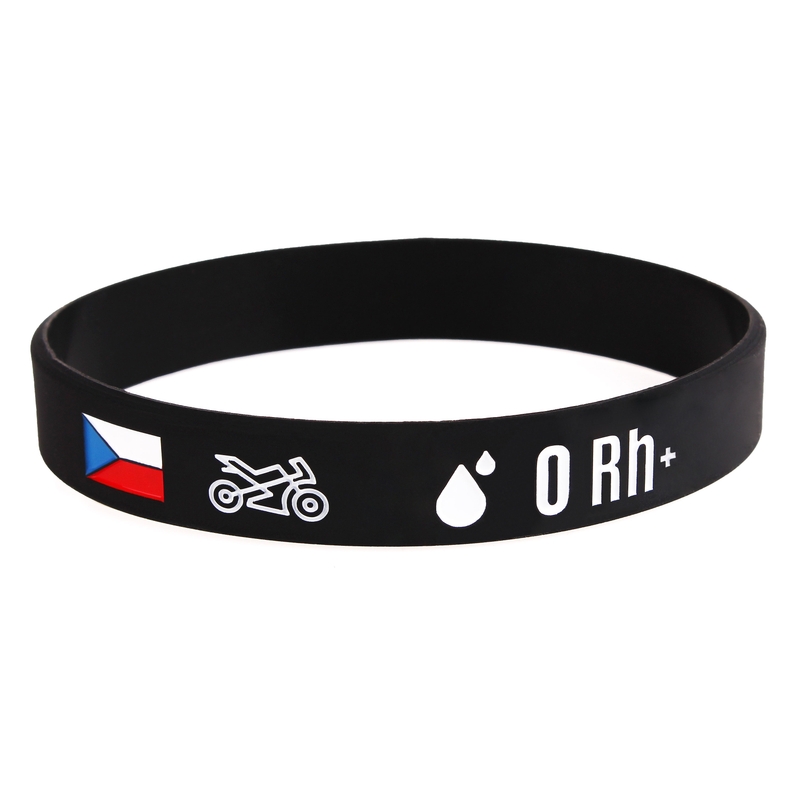 Silikoninė moto apyrankė su kraujo grupe 0 RH+