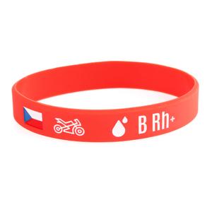 Silikoninė moto apyrankė su B kraujo grupe RH+