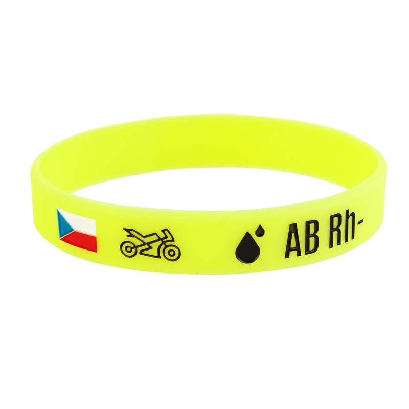 Silikoninė moto apyrankė su kraujo grupe AB RH-