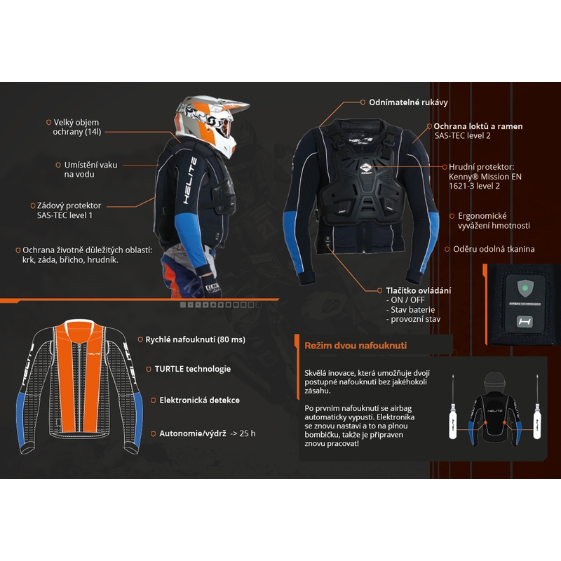 Motociklo oro pagalvė HELITE oro pagalvė Off Road Dakaras