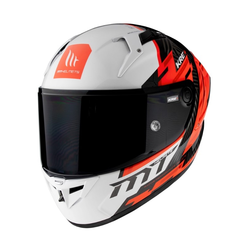 Integrální přilba na motorku MT FF103PLUSC KRE+ Carbon Brush A5 černo-bílo-červená