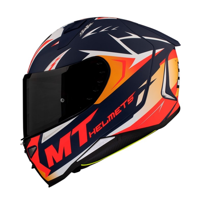 Integrální přilba na motorku MT FF110 Revenge 2 Acosta A37 modro-bílo-oranžová matná