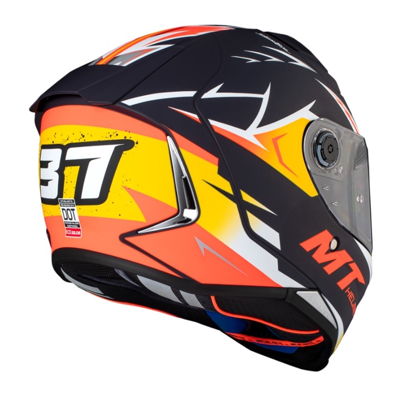 Integrální přilba na motorku MT FF110 Revenge 2 S Acosta A37 černo-oranžovo-bílá matná