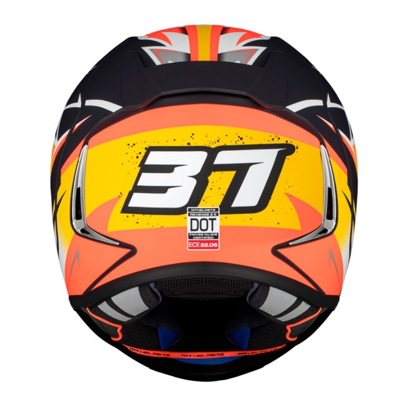 Integrální přilba na motorku MT FF110 Revenge 2 S Acosta A37 černo-oranžovo-bílá matná