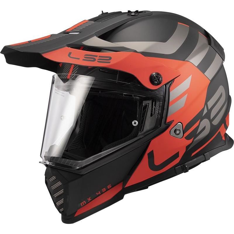 Enduro přilba LS2 MX436 Pioneer Evo Adventurer černo-oranžová matná