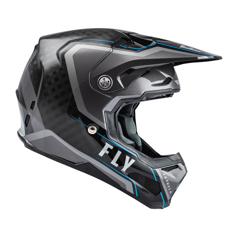 Motokroso šalmas "FLY Racing Formula Axon" juodas-pilkai mėlynas