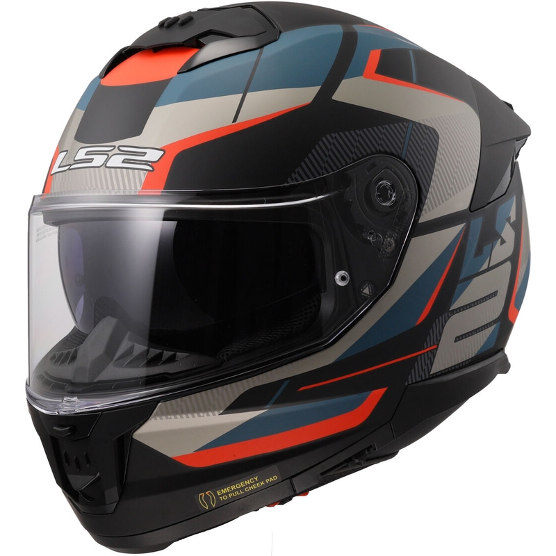 LS2 FF808 "Stream II Road" juodai mėlynas integruotas motociklininko šalmas