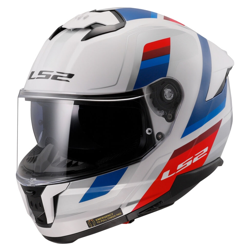 LS2 FF808 Stream II Vintage White-Blue-Red Integral Motociklininko šalmas
