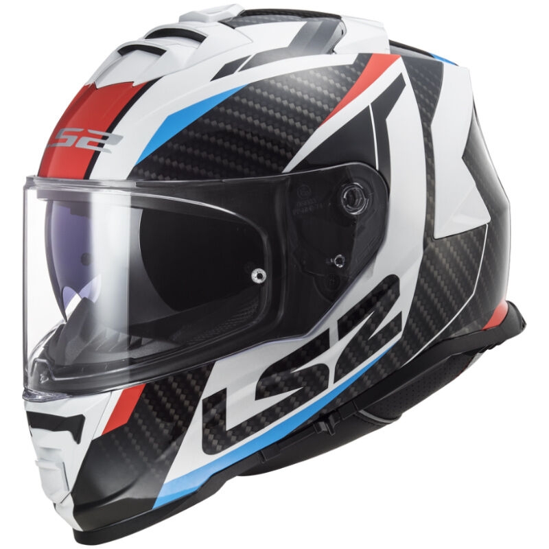 Uždaras motociklo šalmas LS2 FF800 Storm II Racer balta-juoda-raudona-mėlyna