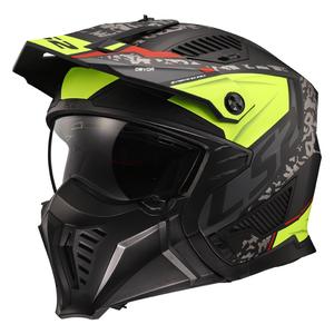 Bandomasis motociklininko šalmas LS2 OF606 Drifter Devor juoda-fluo geltona