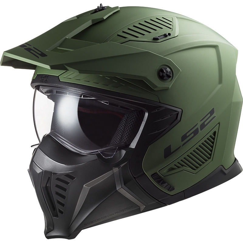 Bandomasis motociklininko šalmas LS2 OF606 Drifter Solid green matt
