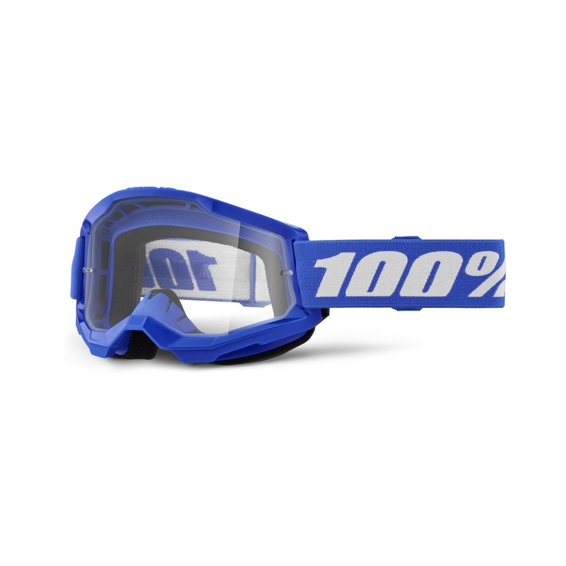 Motokroso akiniai 100% STRATA 2 Nauji mėlyni (skaidrus pleištas)