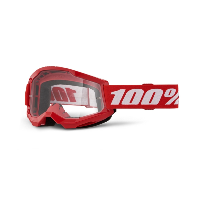 Motokroso akiniai 100% STRATA 2 Nauji raudoni (skaidrus pleištas)