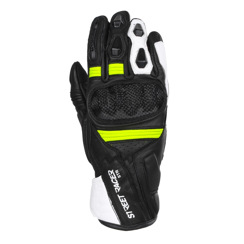 Moteriškos motociklininko pirštinės Street Racer STR black-fluo yellow
