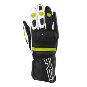 Motociklininko pirštinės RSA Gappa 2 juoda-balta-fluo geltona