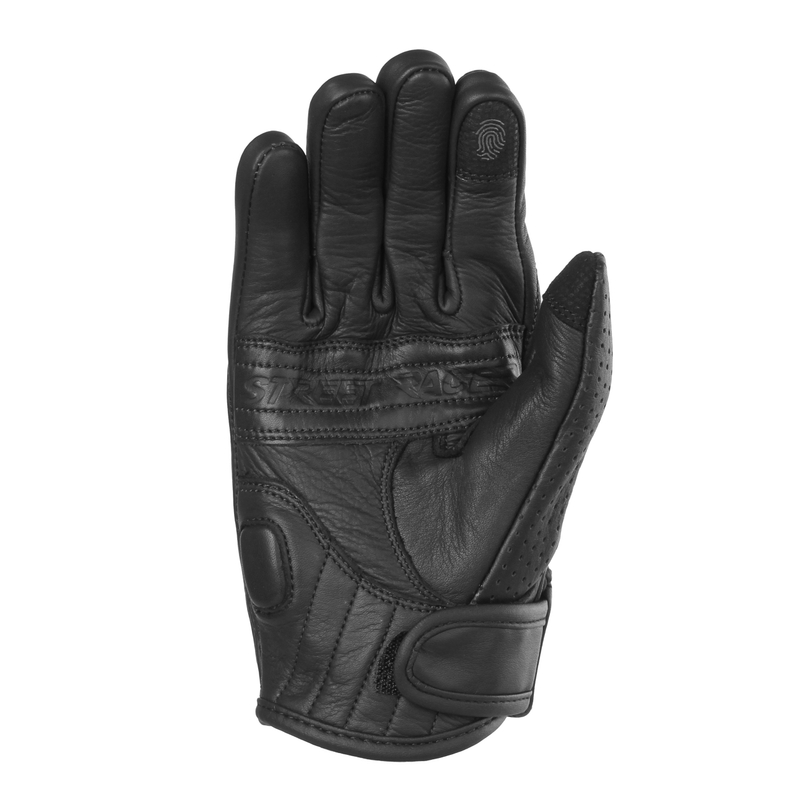 Moteriškos pirštinės Street Racer Striker 2 Black Perforated Motorcycle Gloves