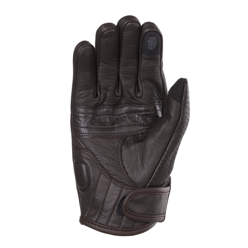 Moteriškos Street Racer Striker 2 Brown Perforated Motociklininko pirštinės