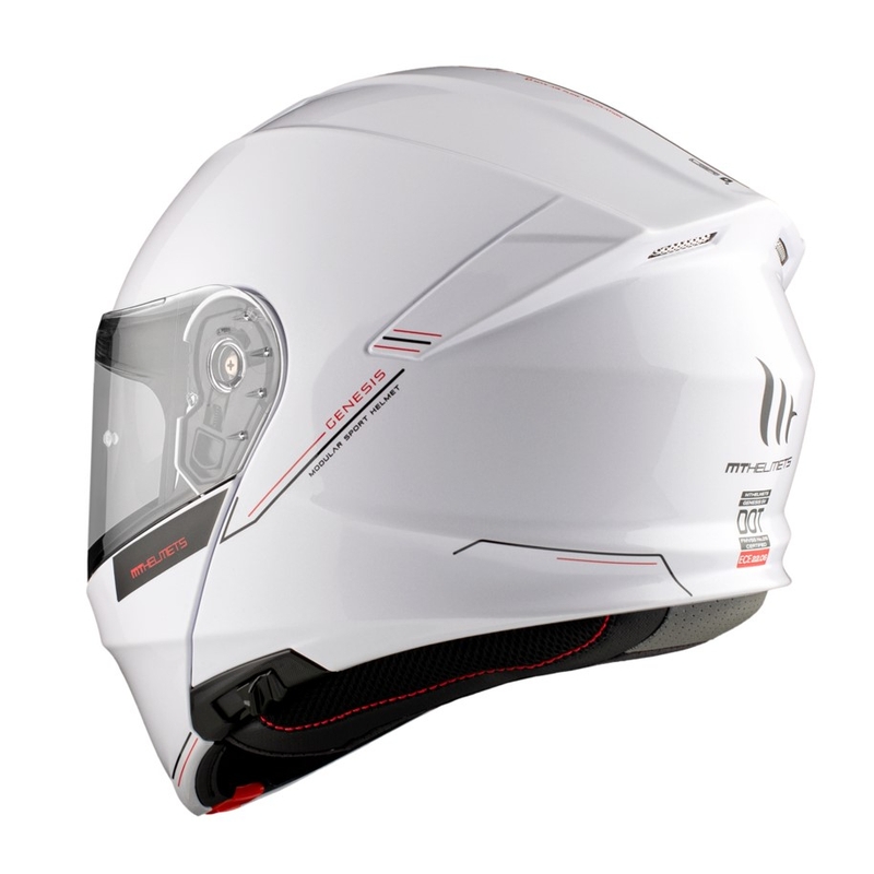 MT Genesis SV Solid A0 motociklininko šalmas baltas blizgus