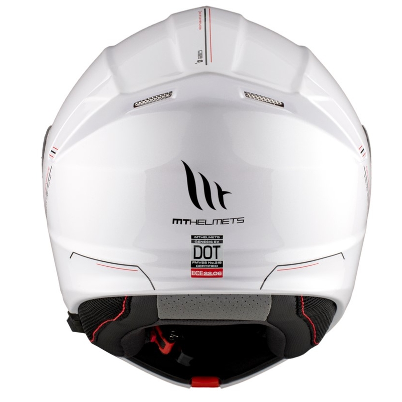 MT Genesis SV Solid A0 motociklininko šalmas baltas blizgus