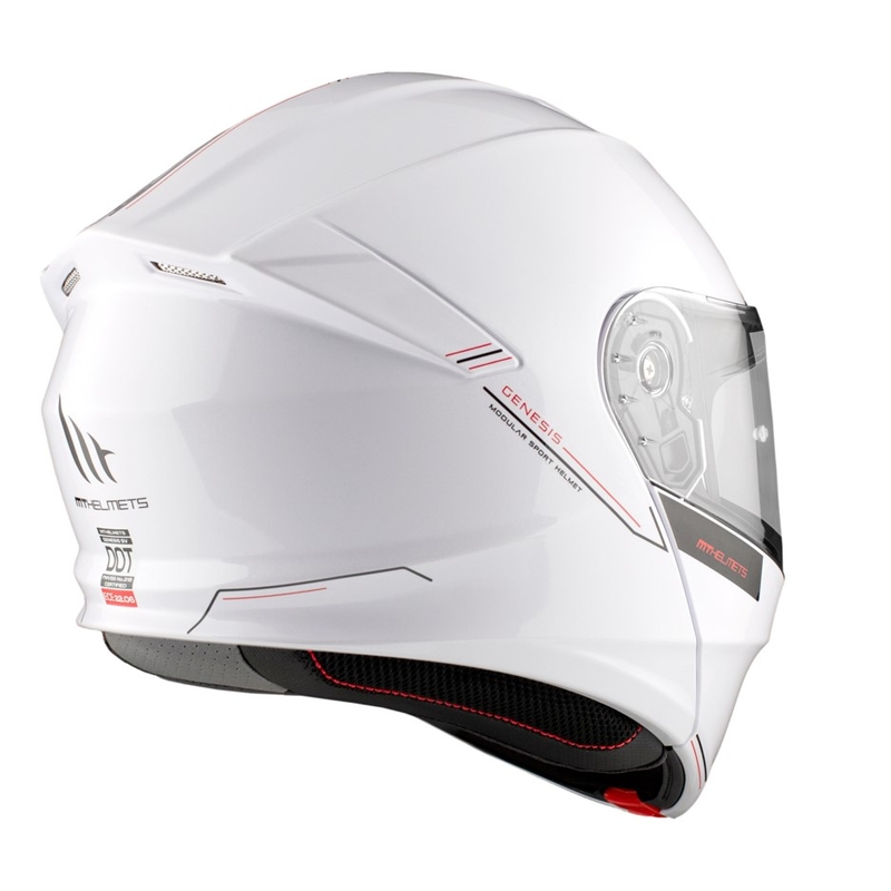 MT Genesis SV Solid A0 motociklininko šalmas baltas blizgus