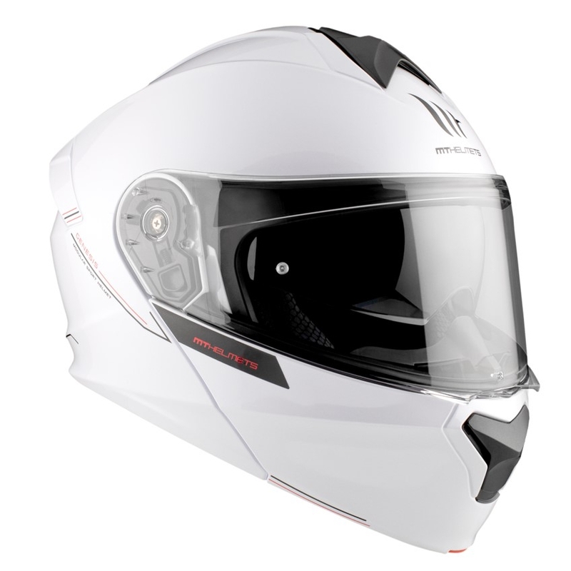 MT Genesis SV Solid A0 motociklininko šalmas baltas blizgus