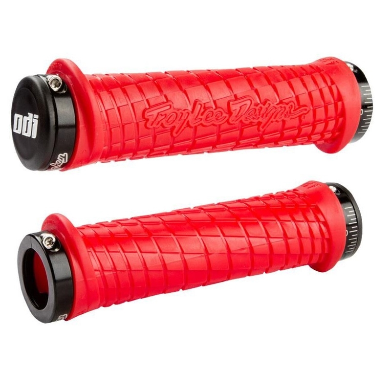 Rankenos ODI TROY LEE DESIGNS SIGNATURE ATV LOCK-ON raudonos ir juodos spalvos