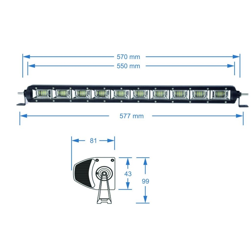 LED šviesos rampa SHARK LED LIGHT BAR , ETI LED, 21,5", 100W