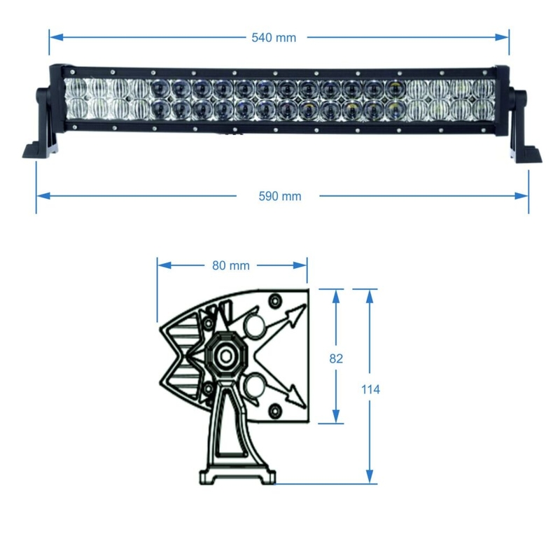 RYKLIO VADOVAUJAMA LED ŠVIESOS JUOSTA 20", LENKTA, 120 W, R 560 MM - 5D