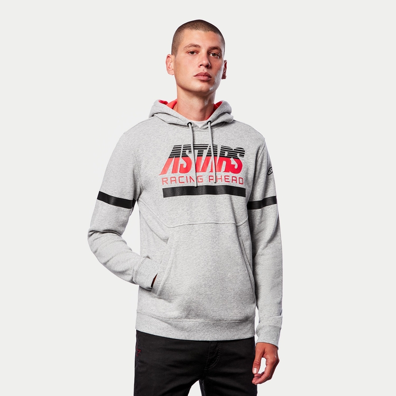 Mikina Alpinestars Club Hoodie šedo-černo-červená