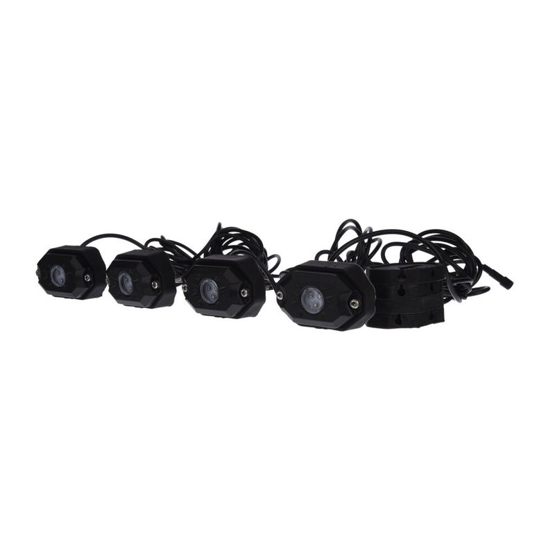 RYKLIO VADOVAUJAMA ŠVIESA, RGB, ĮVAIRIASPALVĖ, "BLUETOOTH" VALDYMAS, 4 VNT. RINKINYS