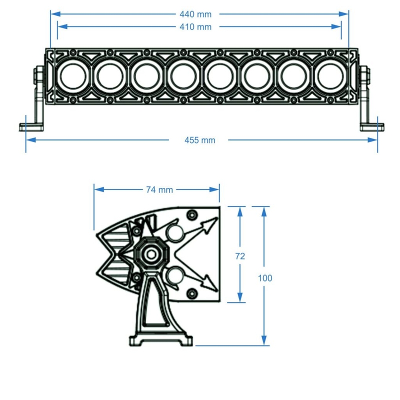 LED šviesos rampa SHARK LED LIGHT BAR 17" su HALO žiedu, CREE LED, 80W