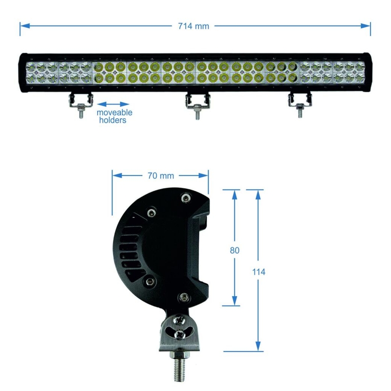 LED šviesos rampa SHARK LED EPISTAR 60*3W 10800 LM 10-30V COMBO 28"