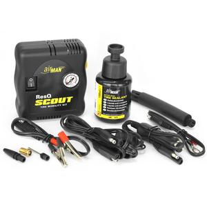 "AirMan ResQ Scout" padangų remonto rinkinys su kompresoriumi ir 100 ml papildymo talpa