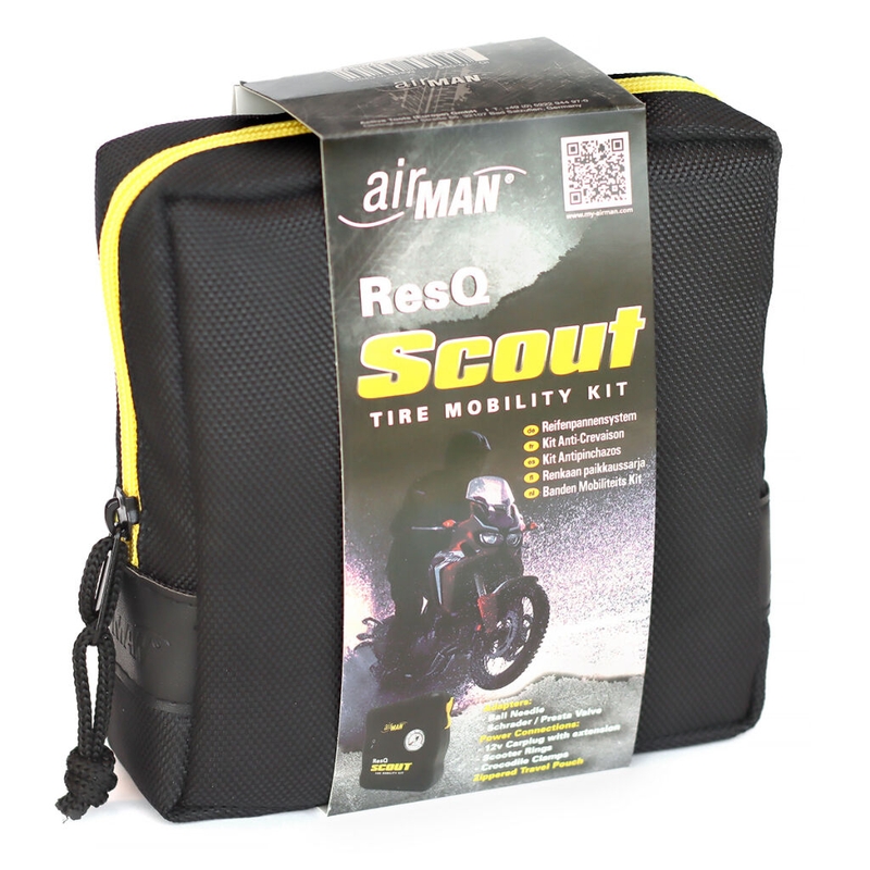 "AirMan ResQ Scout" padangų remonto rinkinys su kompresoriumi ir 100 ml papildymo talpa
