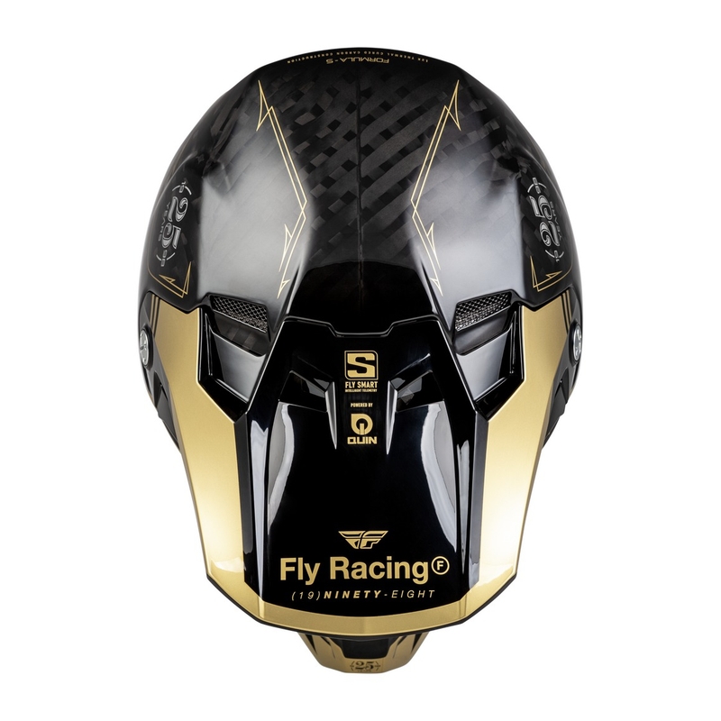 Motokroso šalmas FLY Racing Formula S Carbon juodas-auksinis