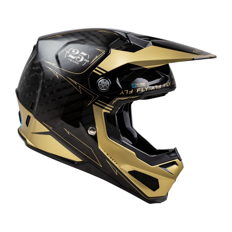 Motokroso šalmas FLY Racing Formula S Carbon juodas-auksinis