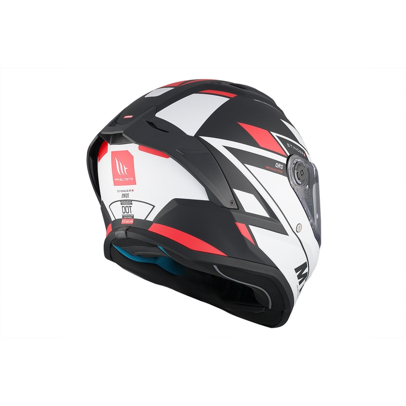 MT Stinger 2 Solid Zivze integralus motociklininko šalmas baltai-juodai-raudonas matinis