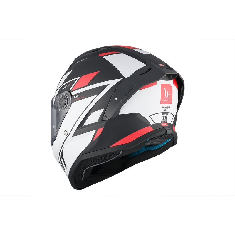 MT Stinger 2 Solid Zivze integralus motociklininko šalmas baltai-juodai-raudonas matinis