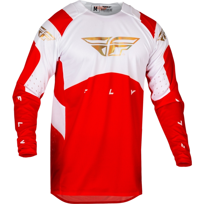 Motokroso marškinėliai FLY Racing Evolution DST 2024 raudona ir balta išpardavimas