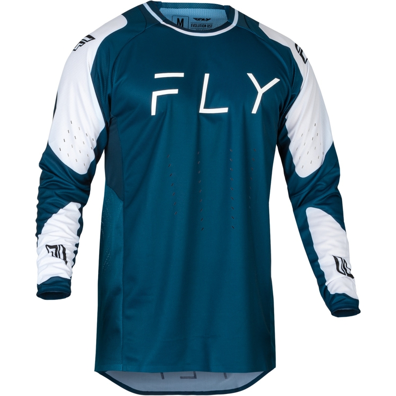 Motokroso marškinėliai FLY Racing Evolution DST mėlyna ir balta išpardavimas