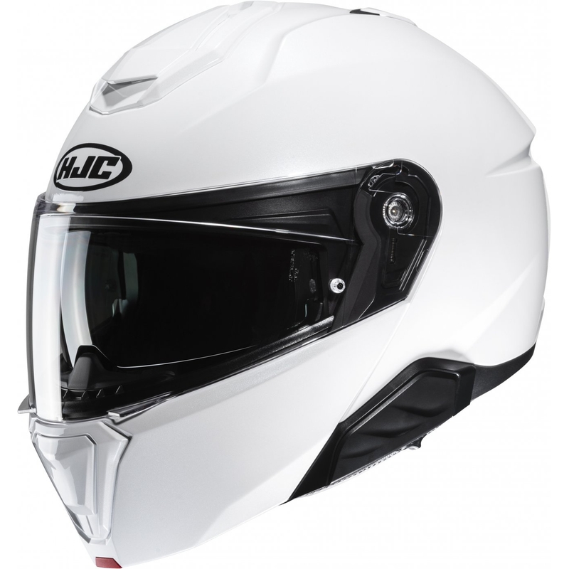 HJC i91 Solid pearl white apverčiamas motociklininko šalmas