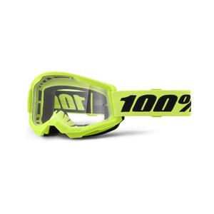 Motokroso akiniai 100% STRATA 2 New fluo yellow (clear plexi)