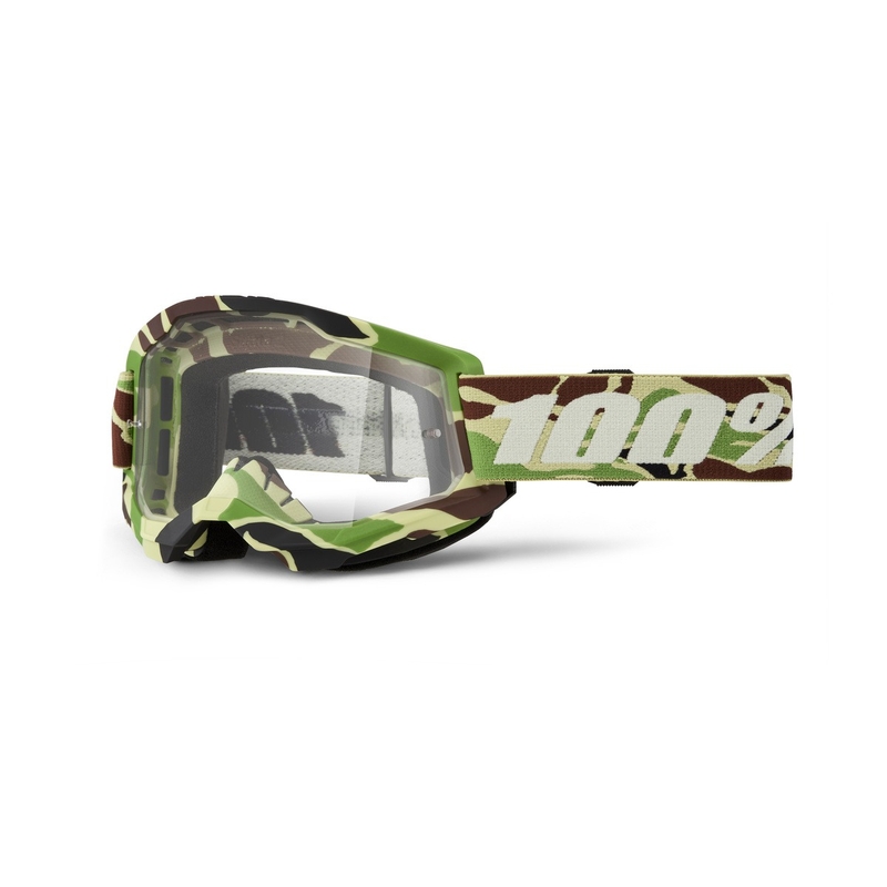 Motokroso akiniai 100% STRATA 2 New War Camo green (skaidrus stiklas)