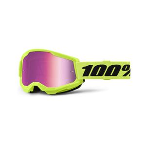 Motokroso akiniai 100% STRATA 2 New fluo yellow (pink plexi)