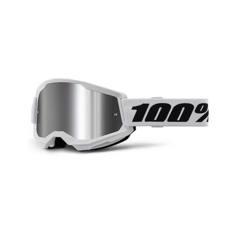 Motokroso akiniai 100% STRATA 2 New white (silver plexi)